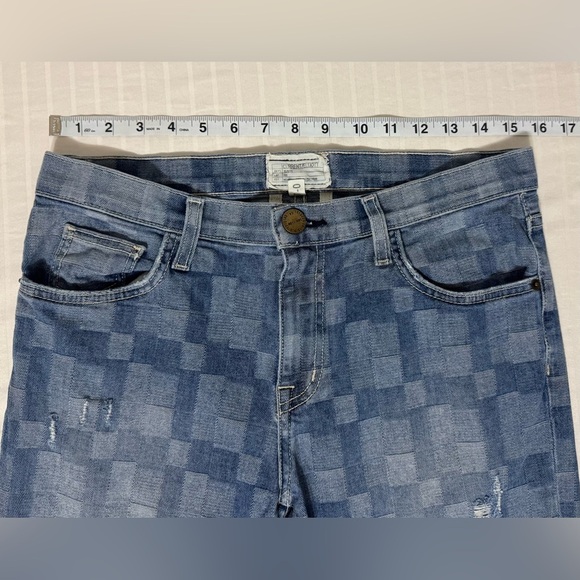 Current/Elliott The Fling Slim Boyfriend Checkered Jeans Distressed Blue Size 27 - Picture 8 of 16